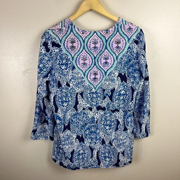 Lilly Pulitzer Renato Silk Tunic Top Blouse Shirt Size Small Snap To It Sequin - Picture 2 of 12
